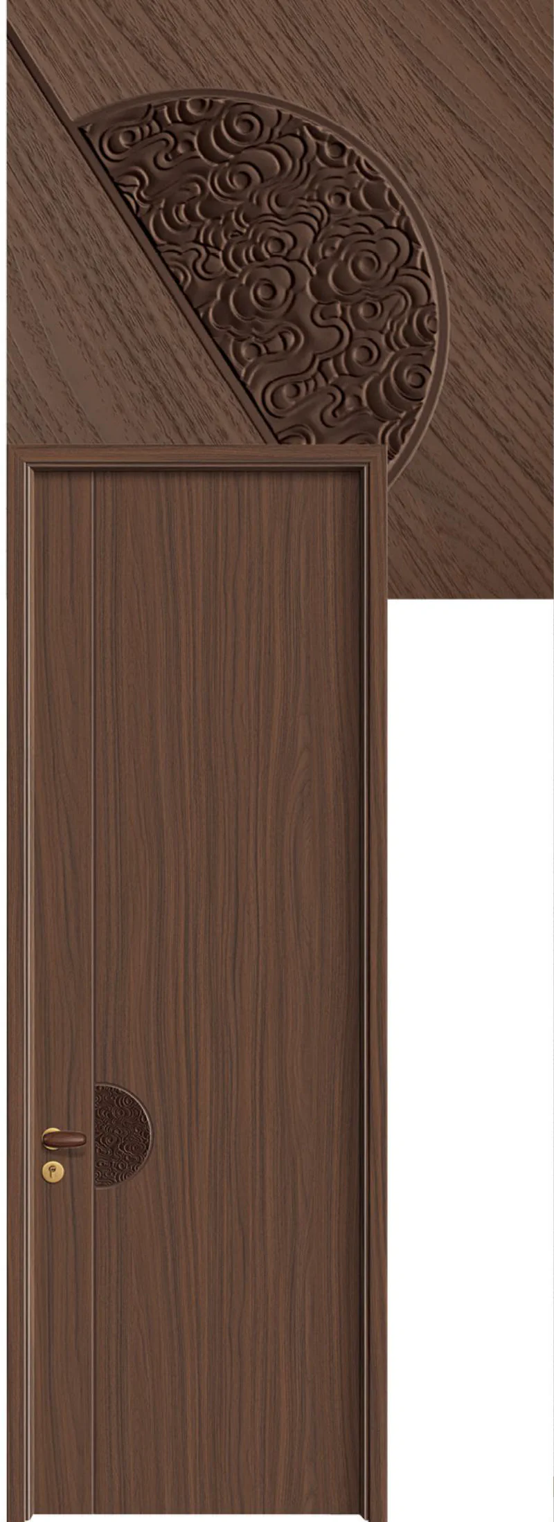 Bionic Veneer Door - Model YQ-52 (D01 Black Walnut)
